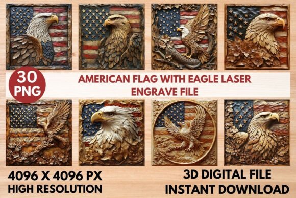 American Flag with Eagle Laser Engrave File