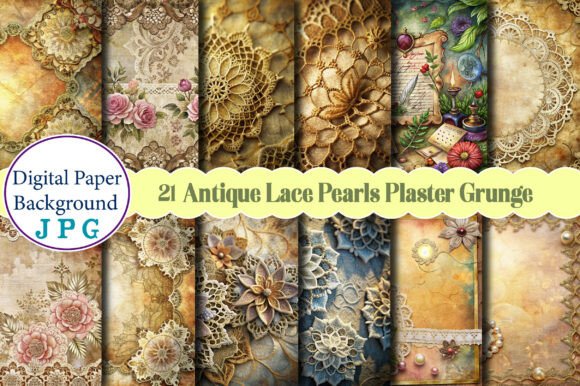 Antique Lace Pearls Plaster Grunge: A Versatile Digital Asset for Mixed Media and Design