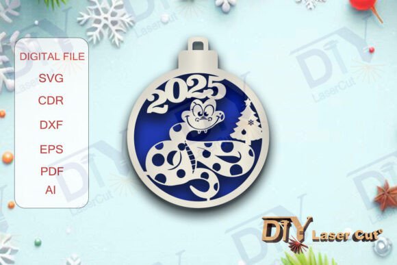 Christmas Tree Ornament with Snake: A Unique Laser Cut Design for Holiday Crafts