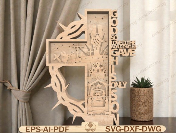 God So Loved the World Cross: Laser Cut Design