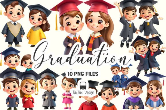 Graduation Kids Clipart PNG Illustration