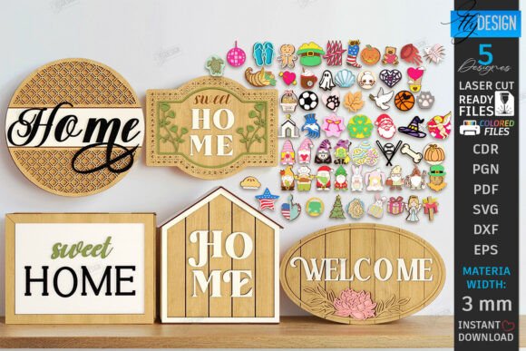 Interchangeable Home Signs Laser Cut Set