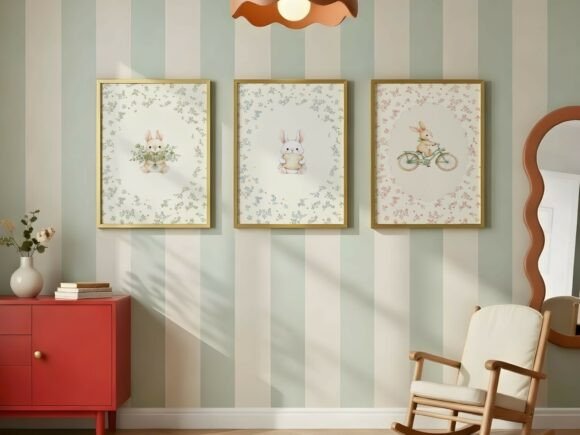 Nursery Gallery Wall Triple Frame Mockup