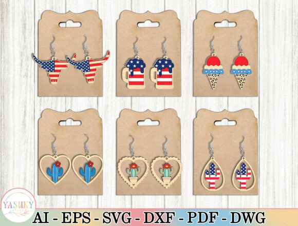 Patriotic Laser Cut Earring Design